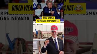 😂Trump Speaks on Biden wearing a TRUMP2024 Hat donaldtrump news trending short shorts [upl. by Haniraz]