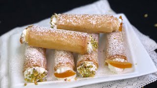 Cannoli di pasta fillo con crema di ricotta SENZA COTTURA PRONTI IN 5 MINUTI 😍 [upl. by Akimad]