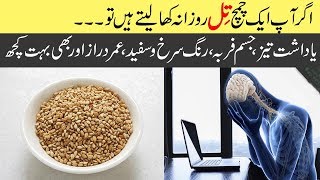 Sesame Seeds Til amp Oil Benefits for Brain Eyes Skin Bladder amp Piles in All Ages Urdu Hindi [upl. by Buderus]