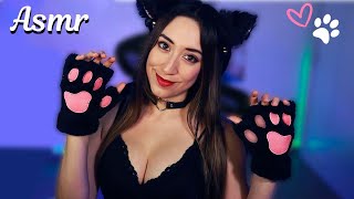 ASMR con una GATITA 🐱 Tocando tu CARITA con Mouth Sounds y sonidos ricos para DORMIR 😴 [upl. by Aihn862]