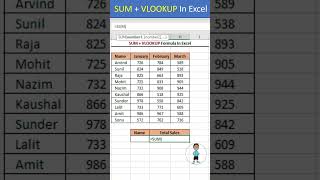 SUM  VLOOKUP Formula In Excel excel exceltips shorts exceltutorial msexcel microsoftexcel [upl. by Gizela]