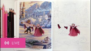 110 Coloring Belle in Disney Princess Beauty and Beasts Winter Enchantment by Thomas Kinkade [upl. by Acinok]