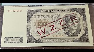 500 zlotych 1948 with SPECIMEN [upl. by Alekin]