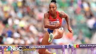 Jasmine CamachoQuinn soars into Worlds 100m hurdles semis with heat win  NBC Sports [upl. by Nizam18]