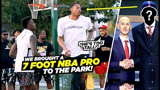 We Brought a 7 Foot NBA PRO To THE PARK vs The TOUGHEST Hoopers In The City Physical 5v5 [upl. by Lucania]