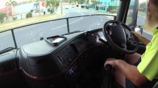 Volvo FH12 with 14 speed gearbox driving from the factory to the freeway [upl. by Queridas]