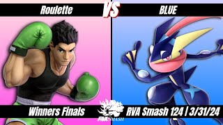 RVA Smash 124  Roulette Little Mac vs BLUE Greninja  WINNERS FINALS  21 Entrants  SSBU [upl. by Cleodell]