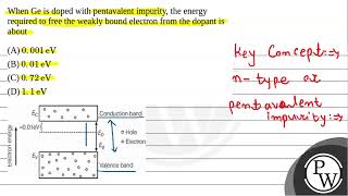 i When Ge is doped with pentavalent impurity the energy required to free the weakly bound ele [upl. by Sessylu153]