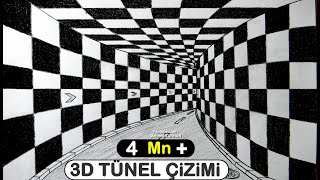 3D TÜNEL ÇİZİMİ  ÜÇ BOYUTLU TÜNEL ÇİZİMİ  HOW TO DRAW 3D TUNNEL DRAWING [upl. by Meekahs]