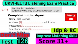 UKVI IELTS Listening Practice Test 2024 With Answers  Test  126 [upl. by Aljan896]