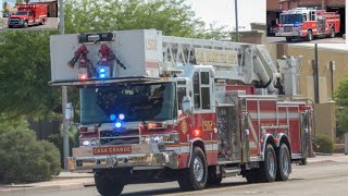 Ladder 502  Engine 501 amp Rescue 501 Responding Casa Grande Fire Dept AZ [upl. by Imekawulo]