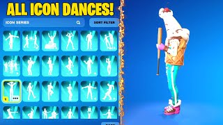 ALL ICON SERIES DANCES amp EMOTES IN FORTNITE 68 [upl. by Nikoletta608]