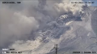 Merapi Volcano Eruption  Huge Pyroclastic Flows  March 11 2023 Time Lapse [upl. by Aihsiyt]