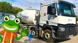 Concrete Mixer Trucks For Kids  Geckos Real Vehicles  Construction Trucks For Children [upl. by Stich]