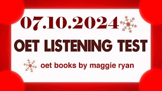 OET LISTENING TEST 07102024 maggie ryan oet oetexam oetnursing oetlisteningtest [upl. by Kesia287]