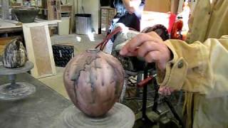 Prof Linda Siska  How to apply horse hair to a ceramic pot [upl. by Delaryd]