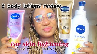 Best body lotion for healthy amp skin lightening Nivea firmamp smooth Vaseline Gluta hya serum review [upl. by Nirehtac]