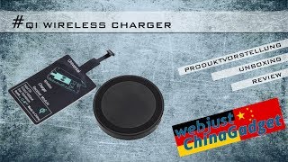 Qi Wireless Charger  Charging Receiver  unboxing  review  germandeutsch [upl. by Hatokad]