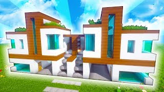 MINECRAFT CASA MODERNA DOBLE CON GARAJES  TUTORIAL [upl. by Ardy]