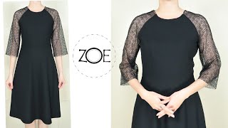 DIY Sewing Raglan Sleeve A line Dress  lining  Zoe DIY [upl. by Anhaj510]