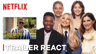 The Glass Onion Cast Reacts to the Trailer for Glass Onion A Knives Out Mystery  Netflix [upl. by Celisse]