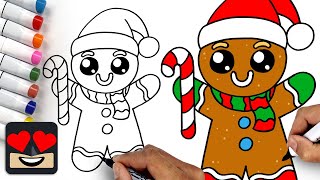 How To Draw Christmas Gingerbread Man [upl. by Chariot]