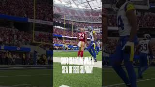 Is Sofi Stadium quotLEVI STADIUM SOUTHquot 49er fans travel large shorts nfl [upl. by Amalbena]