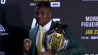 Francis Ngannou Ciryl Gane trade words at faceoff  UFC 270 press conference [upl. by Culliton]