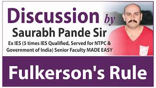 Industrial  Fulkersons Rule  MEPI  by Saurabh Pande Sir  MADE EASY Faculty [upl. by Htebzile98]