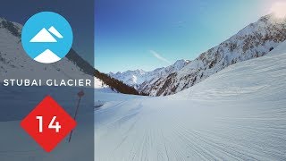 Ski route 14 Wilde Grubn  Stubai Glacier Austria  Piste View [upl. by Hatty812]