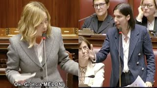 SCONTRO TRA GIORGIA MELONI ED ELLY SCHLEIN ALLA CAMERA DEI DEPUTATI [upl. by Sussi396]