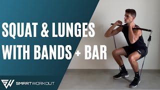 SQUAT and LUNGES with RESISTANCE BANDS  BAR [upl. by Alad]