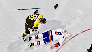 EA NHL 21 HUGE HITS FIGHTS AND INJURIES COMPILATION [upl. by Uase366]