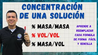 CONCENTRACION MASA A MASA mm masa a volumen mv y volumen a volumen vv [upl. by Ytirahc]