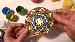 DIY I DotPainting I Happy Mandala Flow I intuitives Malen I Korkuntersetzer [upl. by Brigit192]