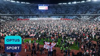 SCENES Georgia fans storm pitch after qualifying for first tournament and knocking out Greece 🇬🇪 [upl. by Gnof]