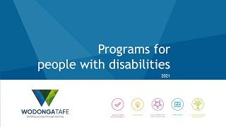 Wodonga TAFE  Programs for people with disabilities 2021 [upl. by Avitzur]