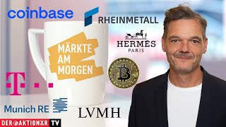 Märkte am Morgen Bitcoin Coinbase Palo Alto Samsung Munich Re Telekom SAP Hensoldt Hermès [upl. by Ignatius982]