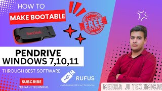 HOW TO MAKE PENDRIVE BOOTABLE BY USING RUFUS  WINDOWS ™ IN HINDI  NEHRA JI TECHNICAL [upl. by Holbrooke]