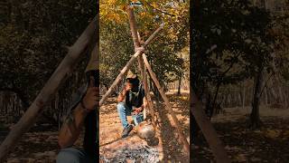 Bushcraft trick  simple fire for camping camping bushcraft survival asmr shorts fire tricks [upl. by Inavoj]