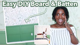 DIY Renter Friendly Wainscoting Wall  How to Install Removable Board and Batten in your Apartment [upl. by Darlleen]