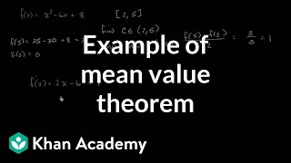 Mean value theorem example polynomial  Existence theorems  AP Calculus AB  Khan Academy [upl. by Colwell]