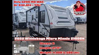 2022 Winnebago Micro Minnie 2100BH Bunkhouse Travel Trailer [upl. by Acinom130]