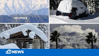 California winter storm Incredible video roundup shows snow across the state [upl. by Hummel]