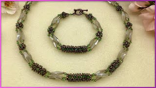 3 Sided Prismatic Right Angle Weave Necklace amp Bracelet Set [upl. by Anivid]