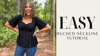 Simple Ruched Neck Tutorial  DIY with Diana Top amp Dress Pattern [upl. by Acinej230]