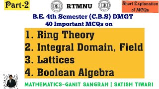 MCQ on Ring Theory Lattices Boolean Algebra  DMGT  Lecture2 [upl. by Roderigo]