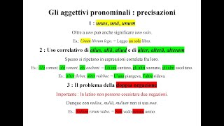 Alcune precisazioni sulluso degli aggettivi pronominali unus alius alter e nullus in latino [upl. by Ayotnahs]