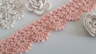 Preciosa Puntilla de Encaje  Orilla tejida a Crochet 💕 [upl. by Alekal]