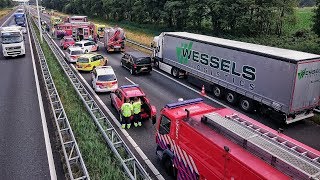 Grote inzet Brandweer Politie en Ambulances bij zwaar ongeval op de A58 bij Oirschot  23062017 [upl. by Naarah]